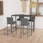 Mesa y taburetes altos jardín 5 piezas ratán sintético gris de vidaXL, Conjuntos de jardín - Ref: Foro24-3064833, Precio: 398...