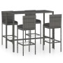 Mesa y taburetes altos jardín 5 piezas ratán sintético gris de vidaXL, Conjuntos de jardín - Ref: Foro24-3064833, Precio: 398...