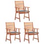 Sillas comedor de jardín y cojines 3 uds madera maciza acacia de vidaXL, Sillas de jardín - Ref: Foro24-3064348, Precio: 239,...
