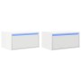 Mesitas de noche de pared con luces LED 2 unidades blanco en Muebles TV | Comprar online en Foru.es