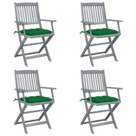 Sillas de jardín plegables 4 uds cojines madera maciza acacia de vidaXL, Sillas de jardín - Ref: Foro24-3064529, Precio: 181,...