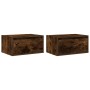 Mesitas de noche de pared con luces LED 2 uds roble ahumado en Muebles TV | Comprar online en Foru.es