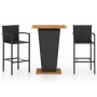 Conjunto de bar para jardín 3 piezas negro de vidaXL, Conjuntos de jardín - Ref: Foro24-3064868, Precio: 396,82 €, Descuento: %