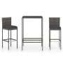 Mesa y taburetes altos jardín 3 piezas ratán sintético gris de vidaXL, Conjuntos de jardín - Ref: Foro24-3064829, Precio: 231...