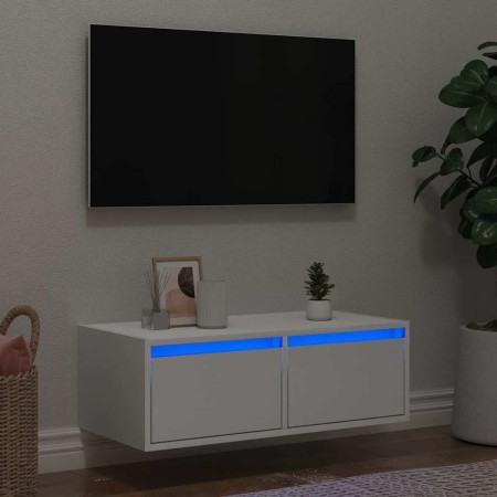 Mueble de TV con luces LED blanco 75x35,5x25 cm en Muebles TV | Comprar online en Foru.es