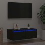 Mueble de TV con luces LED roble negro 75x35,5x25 cm en Muebles TV | Comprar online en Foru.es