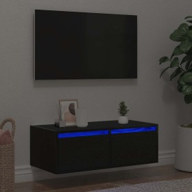 Mueble de TV con luces LED roble negro 75x35,5x25 cm en Muebles TV | Comprar online en Foru.es