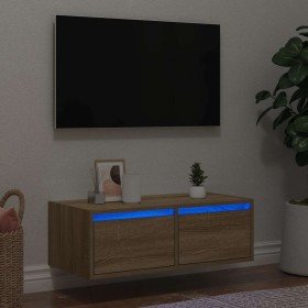 Mueble de TV con luces LED roble sonoma 75x35,5x25 cm en Muebles TV | Comprar online en Foru.es