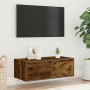 Mueble de TV con luces LED roble ahumado 75x35,5x25 cm en Muebles TV | Comprar online en Foru.es