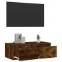 Mueble de TV con luces LED roble ahumado 75x35,5x25 cm en Muebles TV | Comprar online en Foru.es