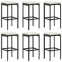 Set de bar para jardín 8 piezas y cojines ratán sintético negro de vidaXL, Conjuntos de jardín - Ref: Foro24-3064926, Precio:...