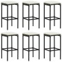 Set de bar para jardín 8 piezas y cojines ratán sintético negro de vidaXL, Conjuntos de jardín - Ref: Foro24-3064926, Precio:...