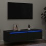 Mueble de TV con luces LED roble negro 100X35,5x25 cm en Muebles TV | Comprar online en Foru.es