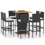 Conjunto de bar para jardín 9 pzas con cojines ratán PE negro de vidaXL, Conjuntos de jardín - Ref: Foro24-3064862, Precio: 8...