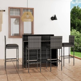 Juego de muebles de bar de jardín de 5 piezas y cojines gris de vidaXL, Conjuntos de jardín - Ref: Foro24-3064884, Precio: 51...