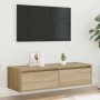 Mueble de TV con luces LED roble sonoma 100X35,5x25 cm en Muebles TV | Comprar online en Foru.es
