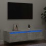 Mueble de TV con luces LED gris hormigón 100X35,5x25 cm en Muebles TV | Comprar online en Foru.es