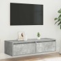 Mueble de TV con luces LED gris hormigón 100X35,5x25 cm en Muebles TV | Comprar online en Foru.es