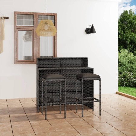 Juego muebles de bar para jardín 3 piezas y cojines gris de vidaXL, Conjuntos de jardín - Ref: Foro24-3064874, Precio: 264,06...