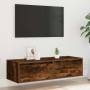 Mueble de TV con luces LED roble ahumado 100X35,5x25 cm en Muebles TV | Comprar online en Foru.es