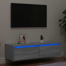 Mueble de TV con luces LED sonoma gris 100X35,5x25 cm en Muebles TV | Comprar online en Foru.es