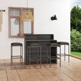 Juego de muebles de bar de jardín de 5 piezas y cojines gris de vidaXL, Conjuntos de jardín - Ref: Foro24-3064880, Precio: 32...