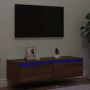 Mueble de TV con luces LED roble marrón 100X35,5x25 cm en Muebles TV | Comprar online en Foru.es