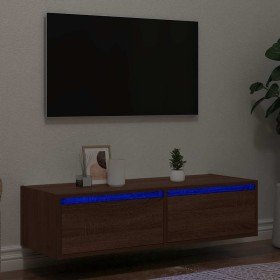 Mueble de TV con luces LED roble marrón 100X35,5x25 cm en Muebles TV | Comprar online en Foru.es