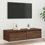 Mueble de TV con luces LED roble marrón 100X35,5x25 cm en Muebles TV | Comprar online en Foru.es