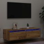 Mueble de TV con luces LED envejecida 100X35,5x25 cm en Muebles TV | Comprar online en Foru.es
