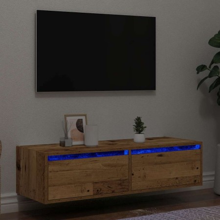 Mueble de TV con luces LED envejecida 100X35,5x25 cm en Muebles TV | Comprar online en Foru.es