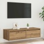 Mueble de TV con luces LED roble artisan 100X35,5x25 cm en Muebles TV | Comprar online en Foru.es