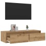 Mueble de TV con luces LED roble artisan 100X35,5x25 cm en Muebles TV | Comprar online en Foru.es
