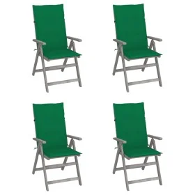 Sillas de jardín reclinables 4 uds madera maciza acacia cojines de vidaXL, Sillas de jardín - Ref: Foro24-3065382, Precio: 28...