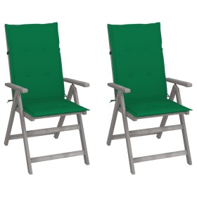 Sillas de jardín reclinables 2 uds madera maciza acacia cojines de vidaXL, Sillas de jardín - Ref: Foro24-3064703, Precio: 17...