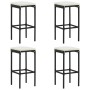 Set de bar para jardín 5 pzas y cojines ratán sintético negro de vidaXL, Conjuntos de jardín - Ref: Foro24-3064916, Precio: 2...