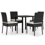 Conjunto de comedor de jardín 5 piezas ratán sintético negro de vidaXL, Conjuntos de jardín - Ref: Foro24-3065694, Precio: 32...