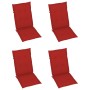 Sillas de jardín 4 unidades madera maciza de teca cojines rojos de vidaXL, Sillas de jardín - Ref: Foro24-3065536, Precio: 53...