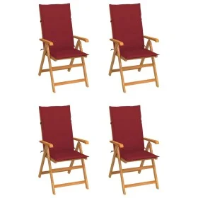 Garden chairs 4 pcs teak wood with red cushions by vidaXL, Garden chairs - Ref: Foro24-3065539, Price: 512,08 €, Discount: %