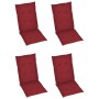 Sillas de jardín 4 uds madera de teca con cojines rojo tinto de vidaXL, Sillas de jardín - Ref: Foro24-3065539, Precio: 512,0...