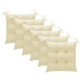 Sillas de jardín 6 uds madera de teca con cojines blanco crema de vidaXL, Sillas de jardín - Ref: Foro24-3065607, Precio: 400...