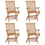 Sillas de jardín 4 uds madera maciza de teca con cojines grises de vidaXL, Sillas de jardín - Ref: Foro24-3065633, Precio: 38...