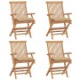 Sillas de jardín 4 uds madera maciza de teca con cojines beige de vidaXL, Sillas de jardín - Ref: Foro24-3065635, Precio: 395...