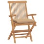 Sillas de jardín 4 uds madera maciza de teca con cojines beige de vidaXL, Sillas de jardín - Ref: Foro24-3065635, Precio: 395...