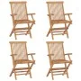 Sillas de jardín 4 uds madera teca con cojines crema blanco de vidaXL, Sillas de jardín - Ref: Foro24-3065634, Precio: 357,01...