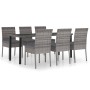 Juego de comedor para jardín 7 piezas ratán sintético gris de vidaXL, Conjuntos de jardín - Ref: Foro24-3065703, Precio: 494,...