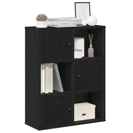 Librería de madera contrachapada roble negro 60x24x76,5 cm en Librerías y estanterías | Comprar online en Foru.es