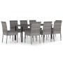 Juego de comedor para jardín 9 piezas ratán sintético gris de vidaXL, Conjuntos de jardín - Ref: Foro24-3065704, Precio: 613,...