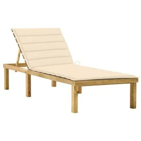 Tumbona con cojín crema madera de pino impregnada de vidaXL, Tumbonas - Ref: Foro24-3065851, Precio: 131,65 €, Descuento: %