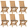 Sillas de jardín 6 uds con cojines grises madera de teca de vidaXL, Sillas de jardín - Ref: Foro24-3065591, Precio: 388,14 €,...